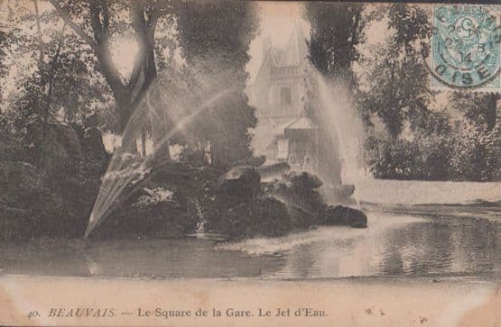 Beauvais Le Square De La Gare Waterfall Antique French Postcard