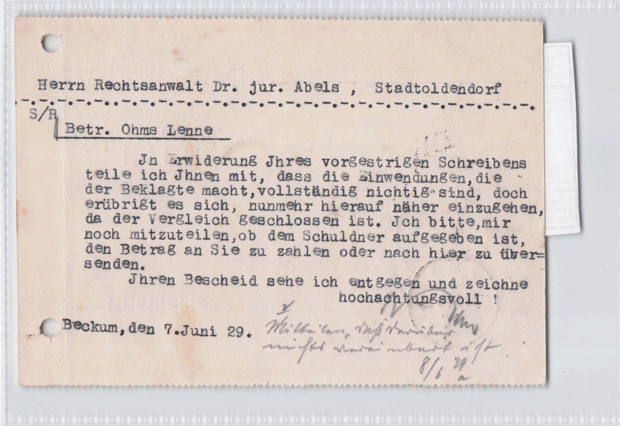 Beckum Reichsbank Dresdner Bank German Antique 1929 Postcard