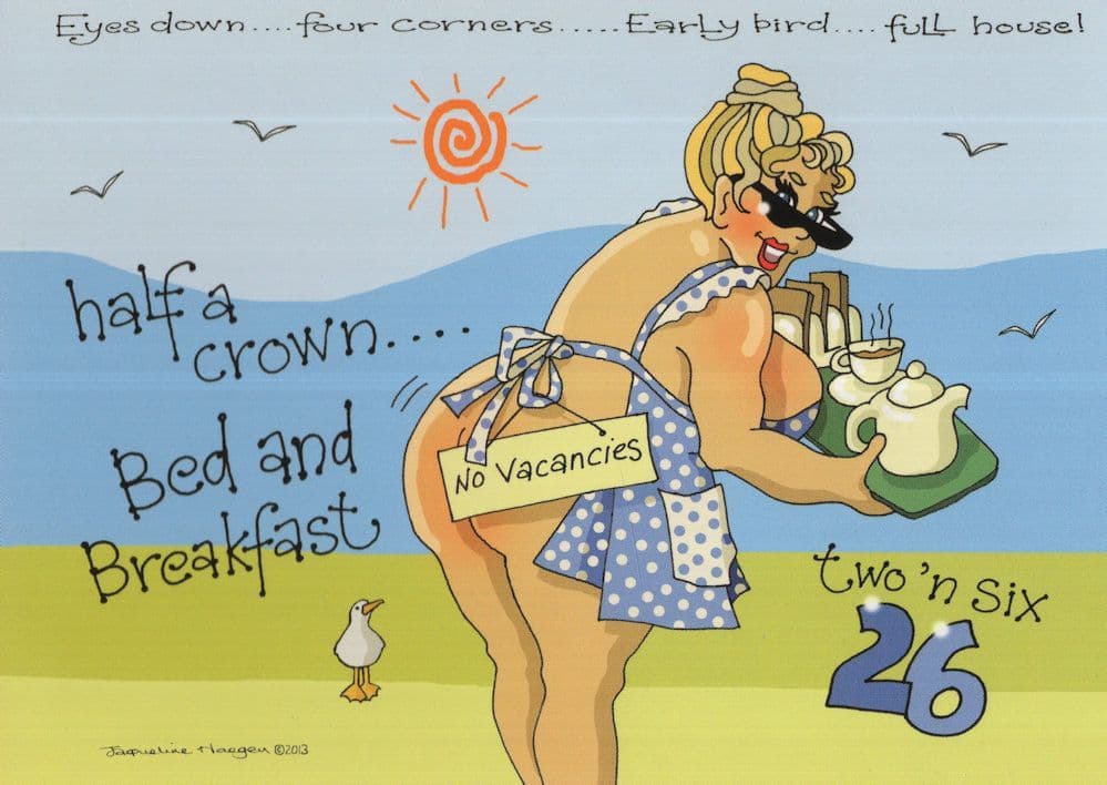 Bed & Breakfast Half A Crown Old Money Eastbourne Comic Postcard