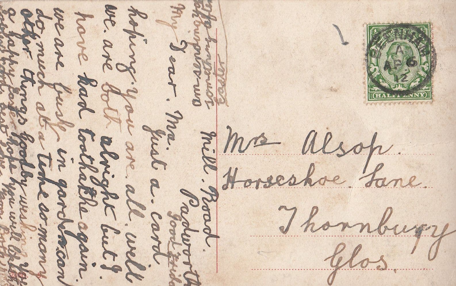 Beenham Berkshire Postmark Frank 1912 Easter Greetings Postcard
