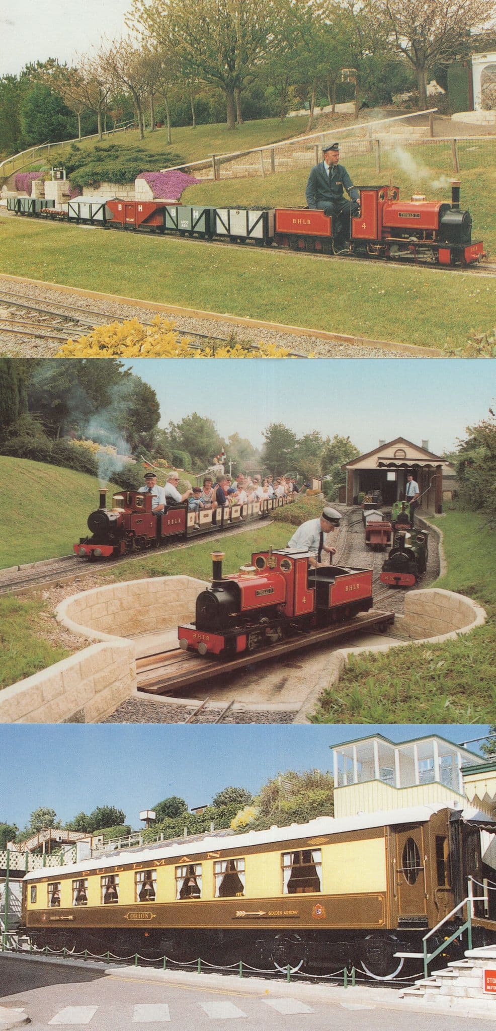 Beer Heights Miniature Model Railway Golden Arrow 3x Postcard