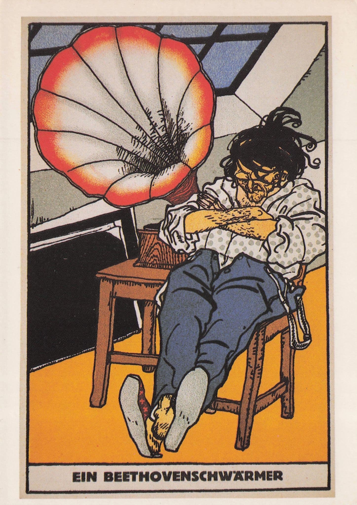 Beethoven LP From Old HMV His Masters Voice Record Player Comic Postcard