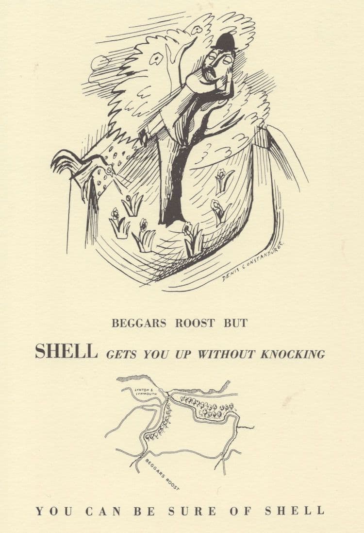 Beggars Roost Shell Petrol Chichester Shell Petrol Map Postcard