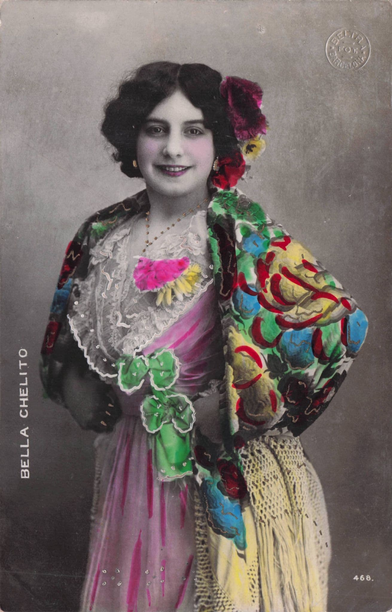Bella Charlito Italian Glamour Real Sparkle Old RPC Postcard