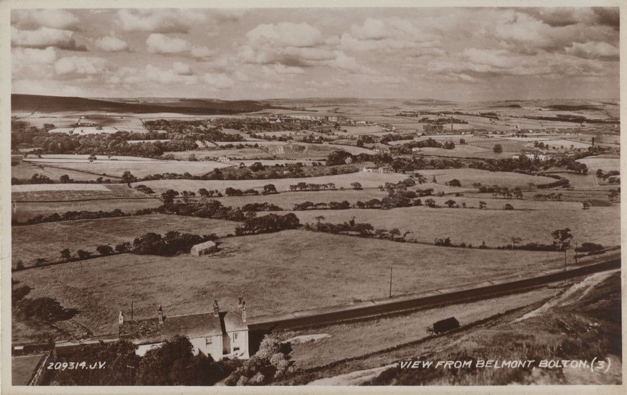 Belmont Bolton Farm Fields & Transport Aerial Real Photo Old Postcard