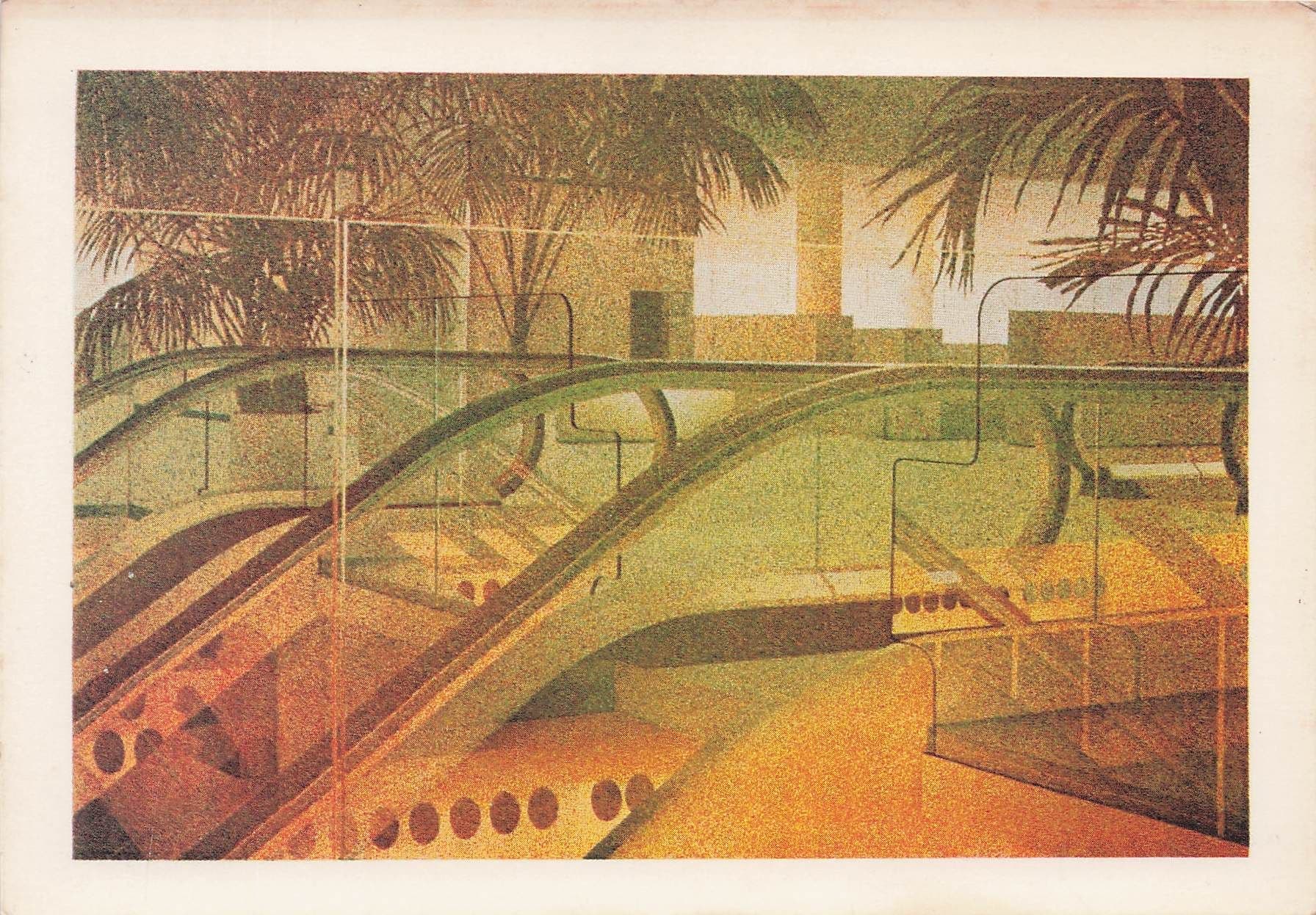 Ben Johnson Escalator 1975 Screenprint Rare Painting Postcard