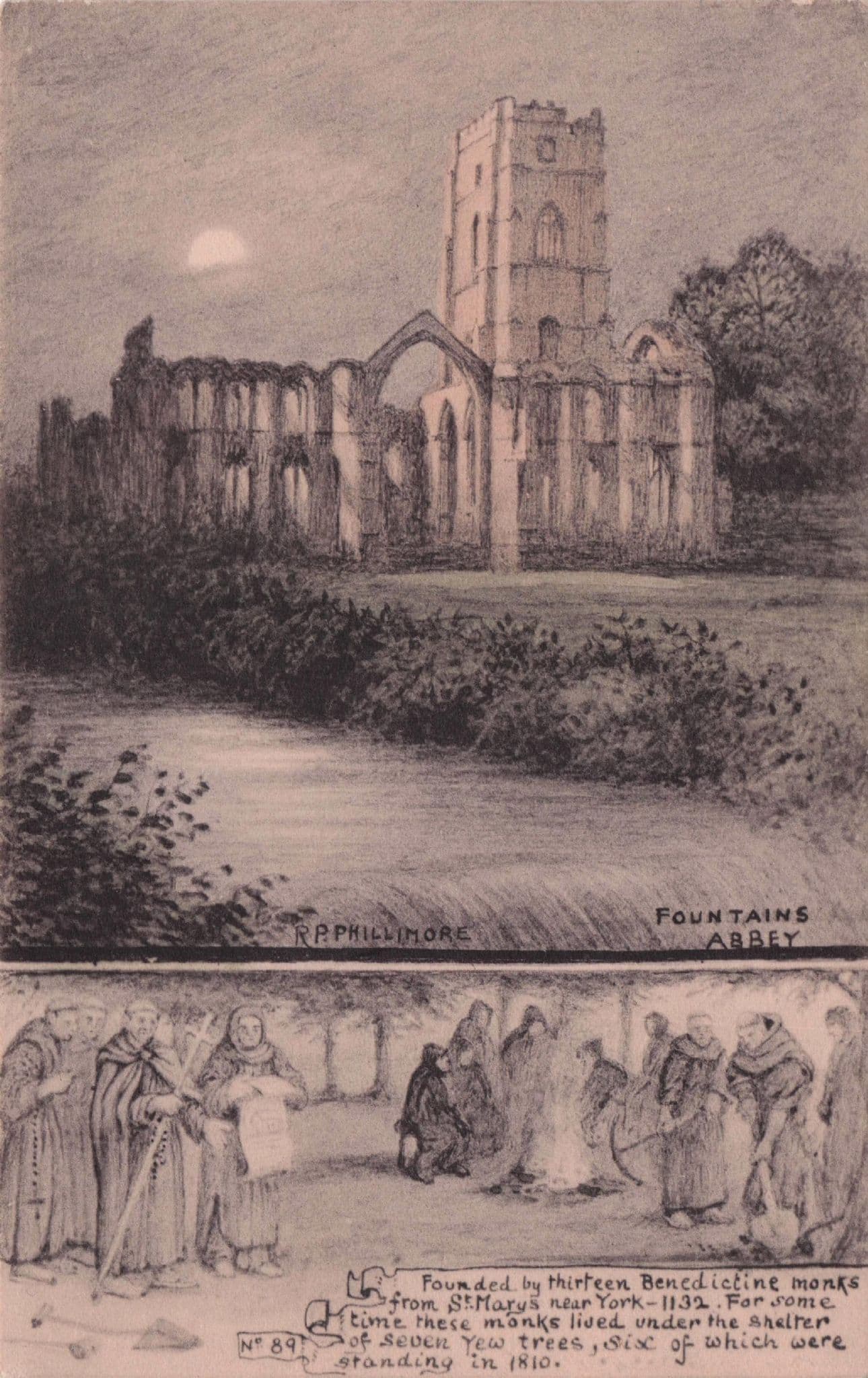 Benedictine Monks Fontaine Abbey Phillimore Historical Series Postcard