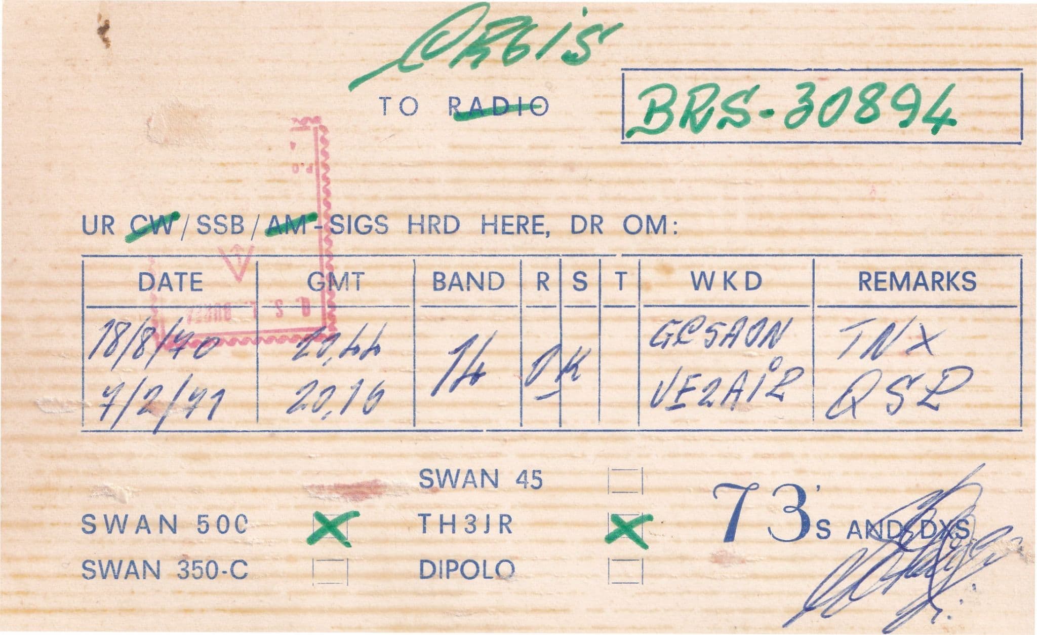 Benguela Angola Africa QSL Radio Contact Card