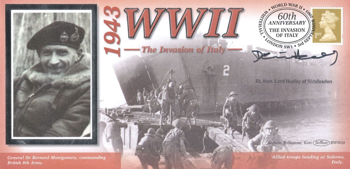 Benham 1943 Invasion Of Italy Lord Denis Healey WW2 Hand Signed FDC