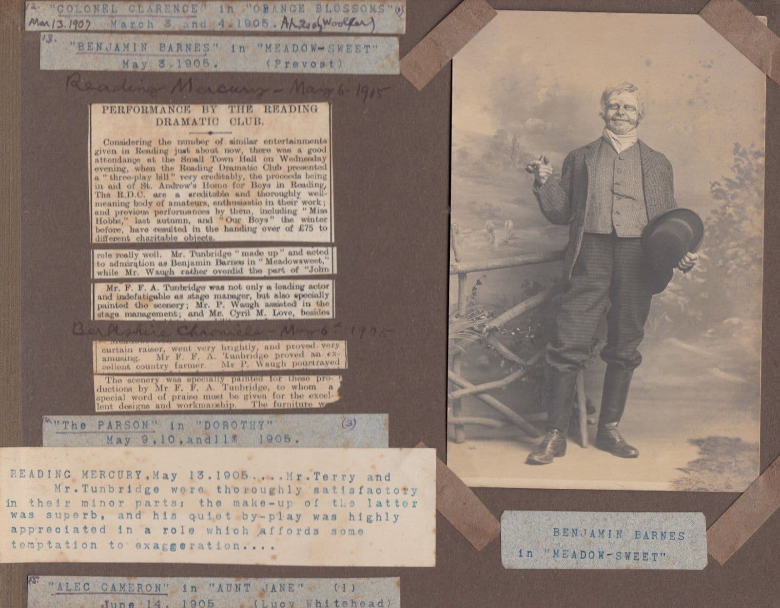 Benjamin Barnes Prevost in Meadow Street Reading Theatre Play Antique Postcard