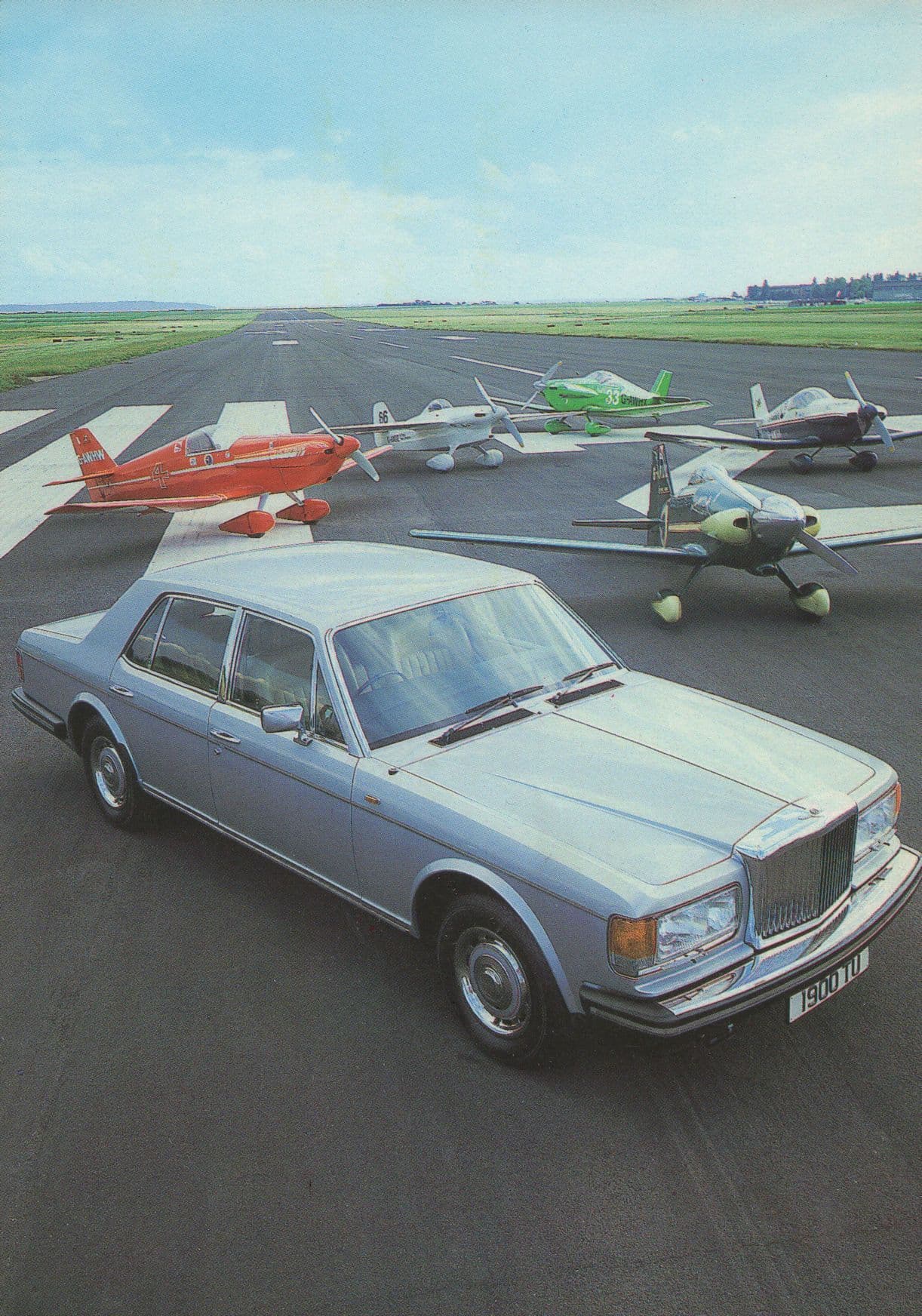 Bentley Mulsanne 1980s Car On Airport Runway Advertising Postcard