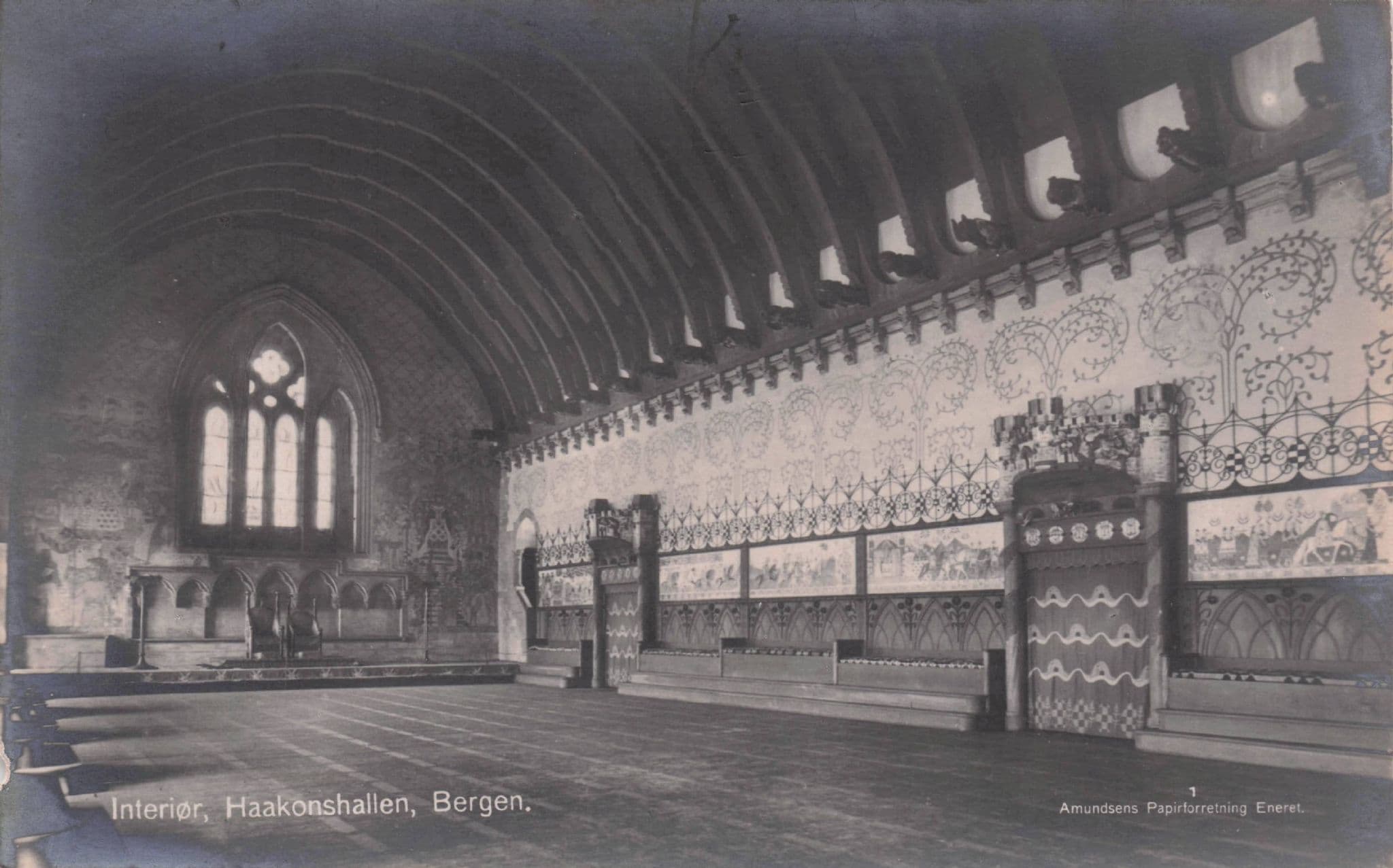 Bergen Interior Haakonshallen Norway Antique Postcard
