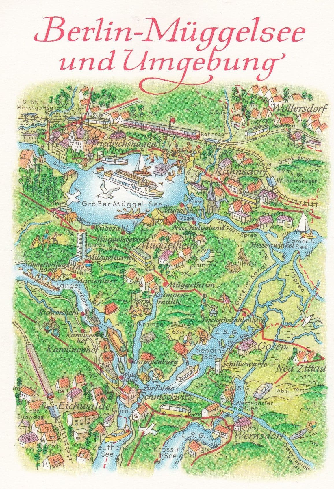 Berlin Grober Muggelsee German Germany Ship Karte Map Postcard