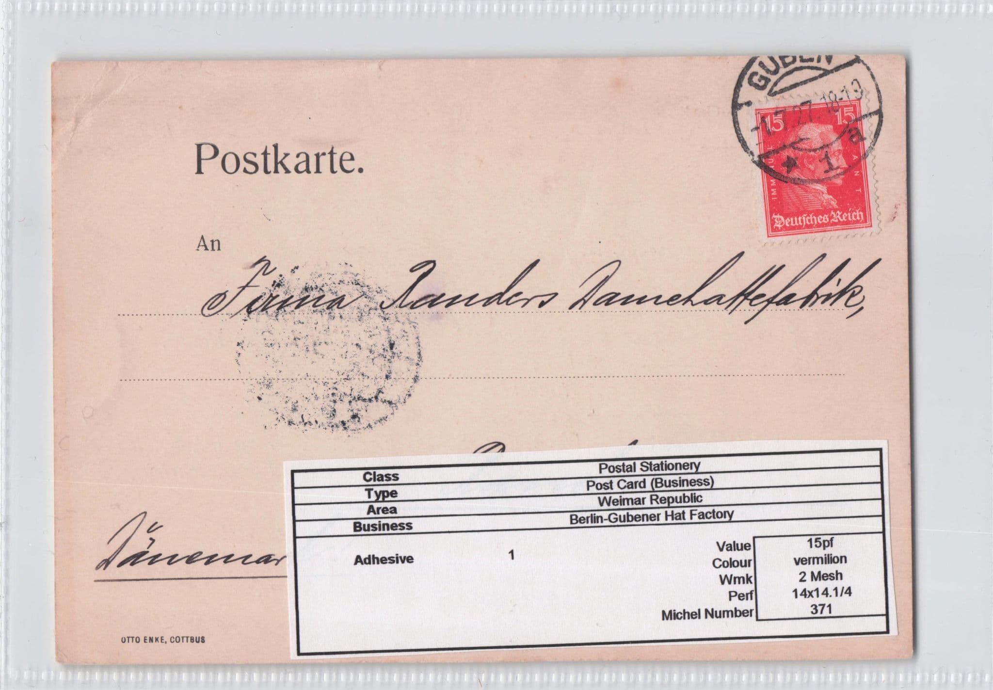 Berlin Guben Hat Factory Fashion 1927 German Old Postcard