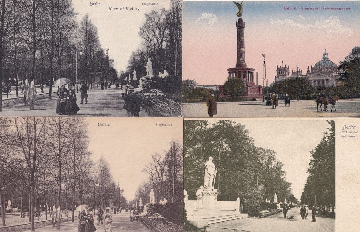Berlin SiegessÔøΩule Of 4x Victory Monument Statue Alley Old Postcard s