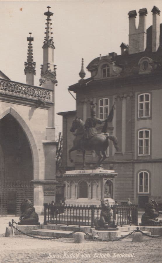 Bern Monument De Rodolphe Rudolf De Erlach Denkmal Old German Postcard