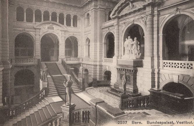 Bern Vestibul im Bundespalast Switzerland Vintage Postcard