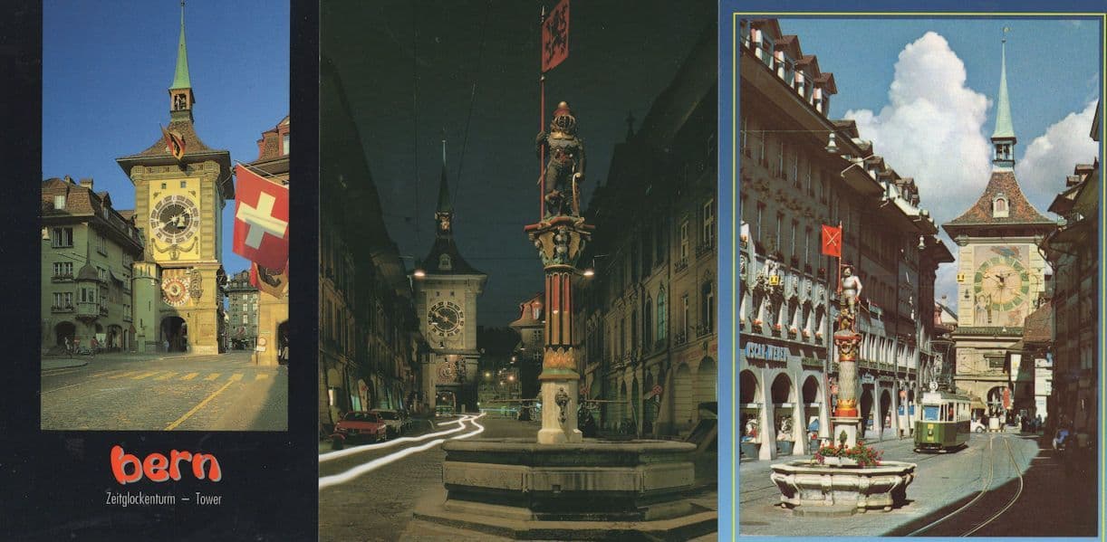 Berne Switzerland Swiss Clock Tower 3x Postcard s