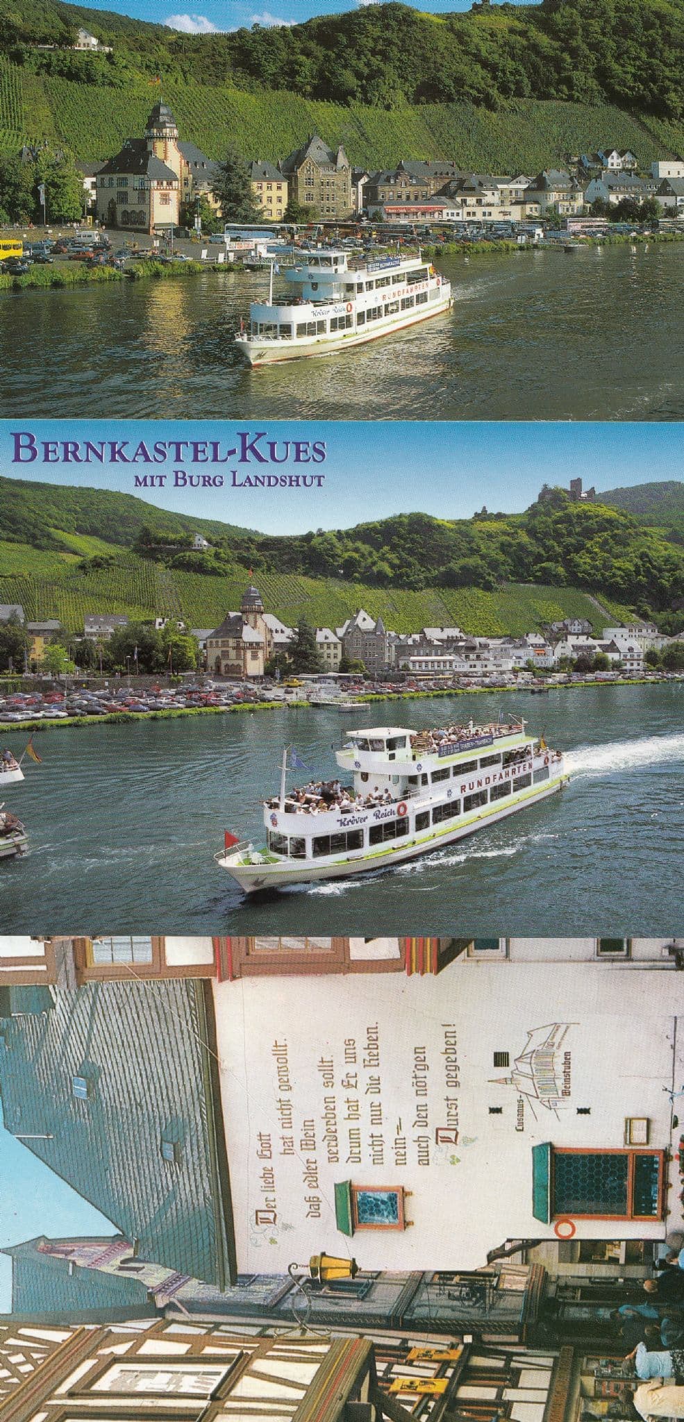 Bernkastel Kues Mit Burg Landshut German Ferry Rundfahrter Rare Ship 3x Postcard