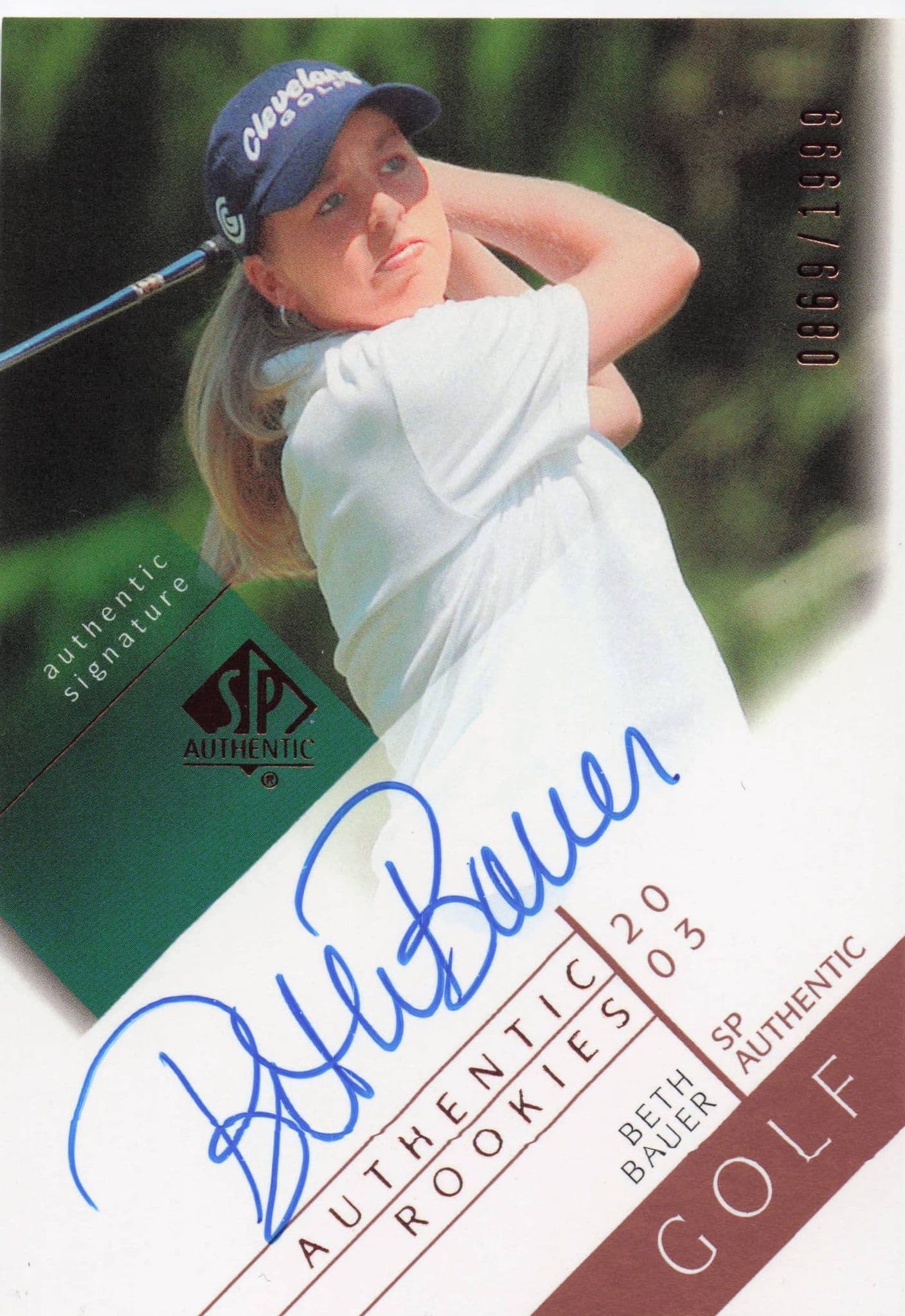 Beth Bauer Authentic Rookies 2003 Golf SP Hand Signed Autograph Card