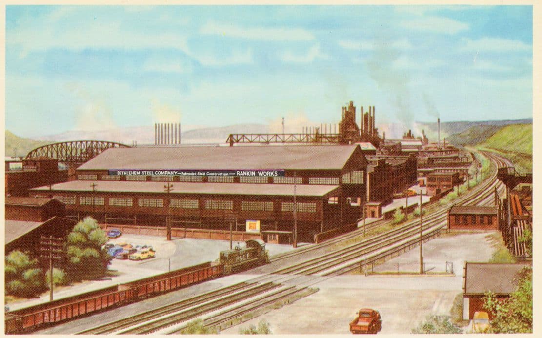 Bethlehem Steel Company Pittsburgh & Lake Erie Railroad Old Postcard