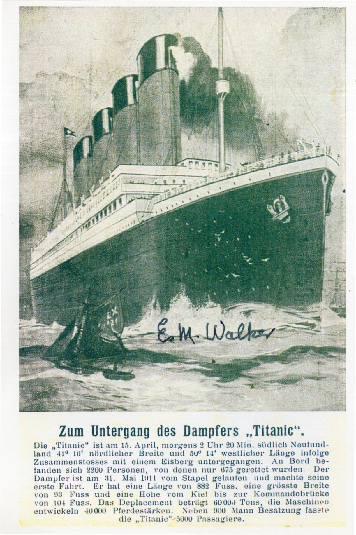Betty Walker Daughter Kate Phillips Titanic Survivor Hand Signed Postcard