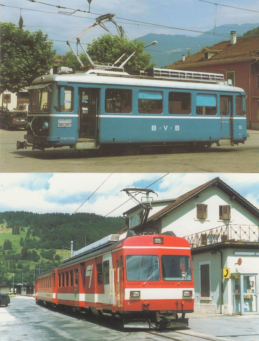 Bex Villars Bretaye Chemins De Fer Du Jura 2x Swiss Tram Postcard s