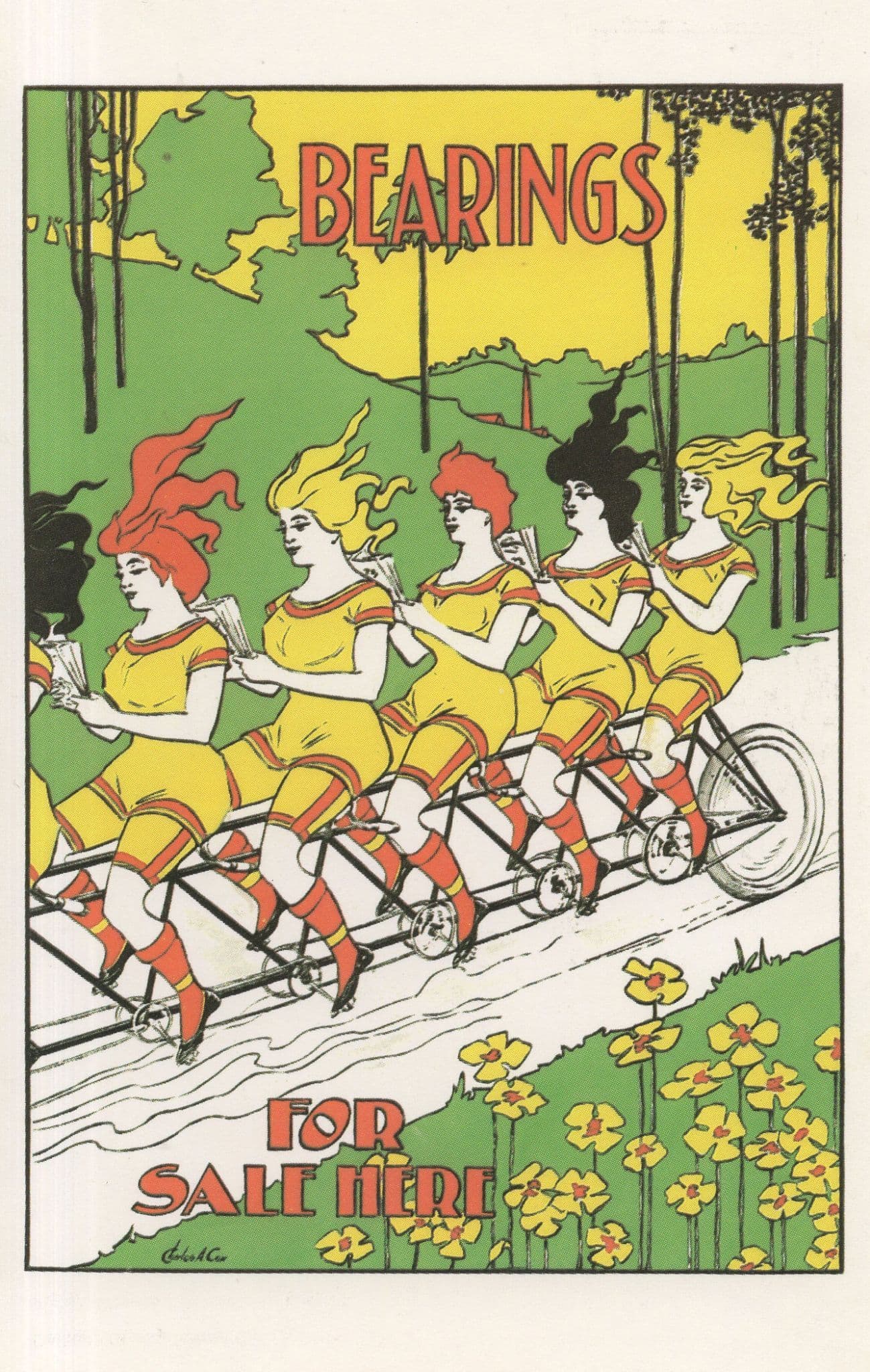 Bicycle Bearings Cycling For Hire Lady Cyclists Advertising Postcard