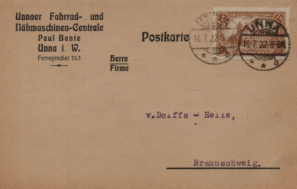 Bicycle & Sewing Machines German Antique Advertising Postcard