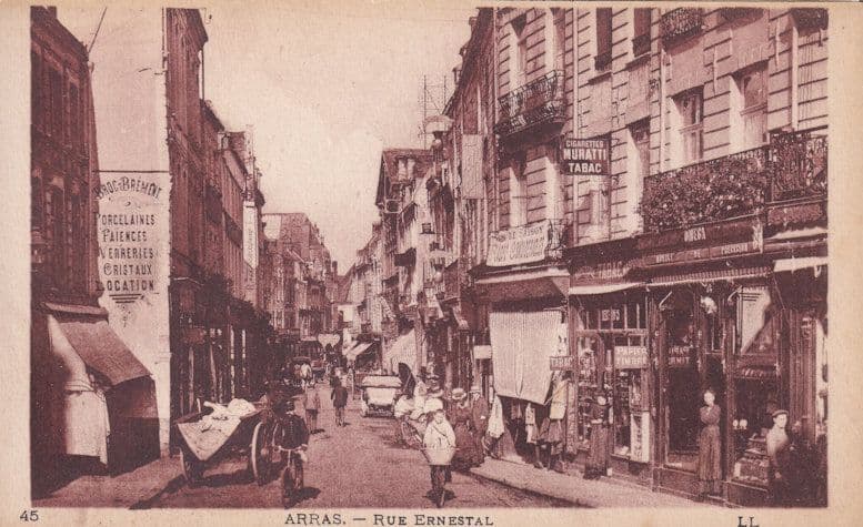 Bicycles on Rue Ernestal Arras Hauts De France Antique Postcard