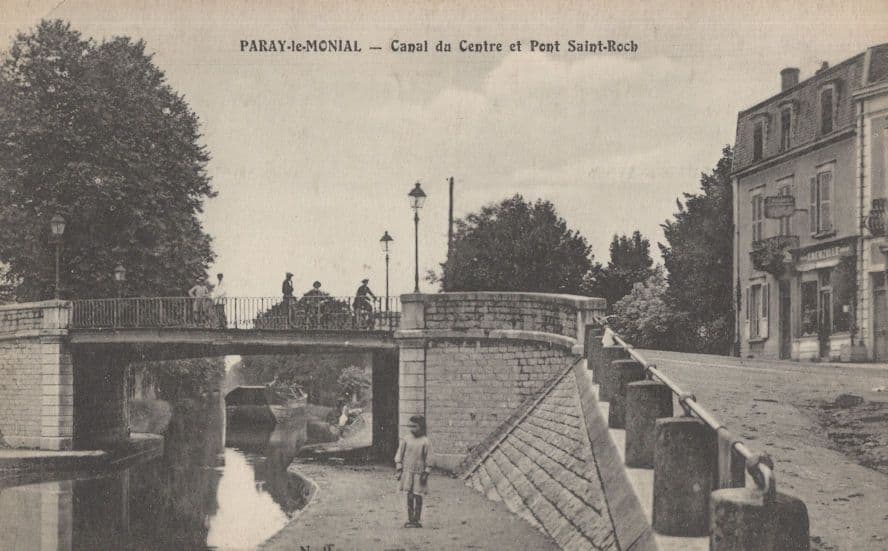 Bicycles Over Paray Le Monial Canal & Nervous Girl Antique French Postcard
