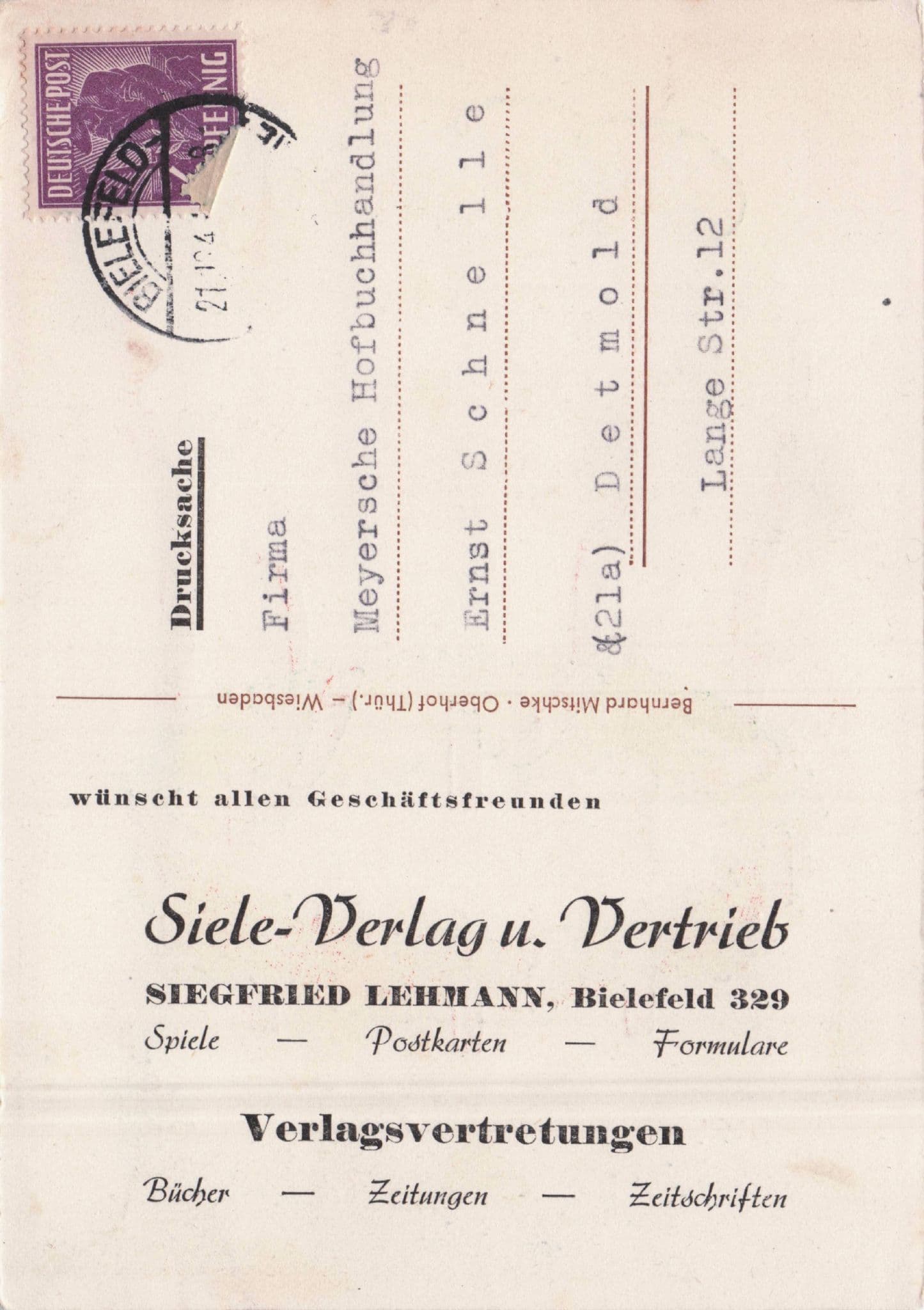 Bielefeld Butcher Bucher German Vintage Advertising Greetings Postcard