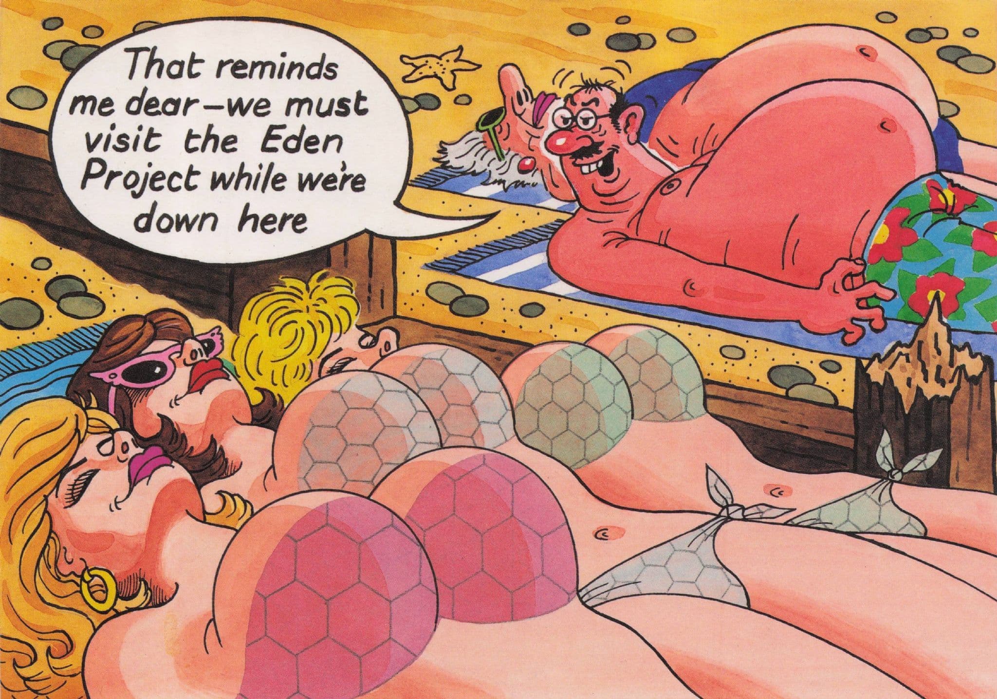 Big Boobs as Eden Project Beach Sunburn Holiday Comic Postcard