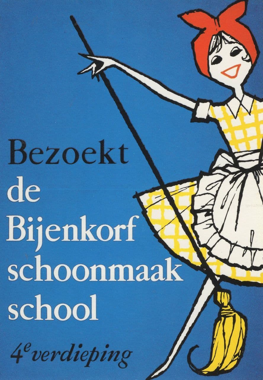 Bijenkorf Schoonmaak School Dutch Holland Poster Postcard