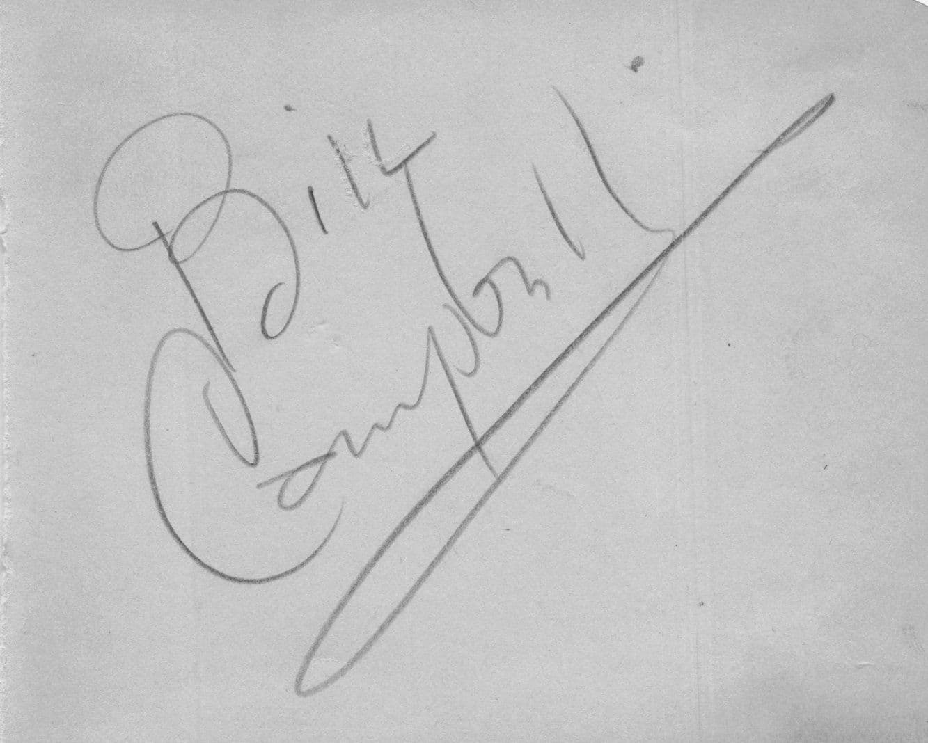 Bill Campbell Double Old Hand Signed Autograph Page