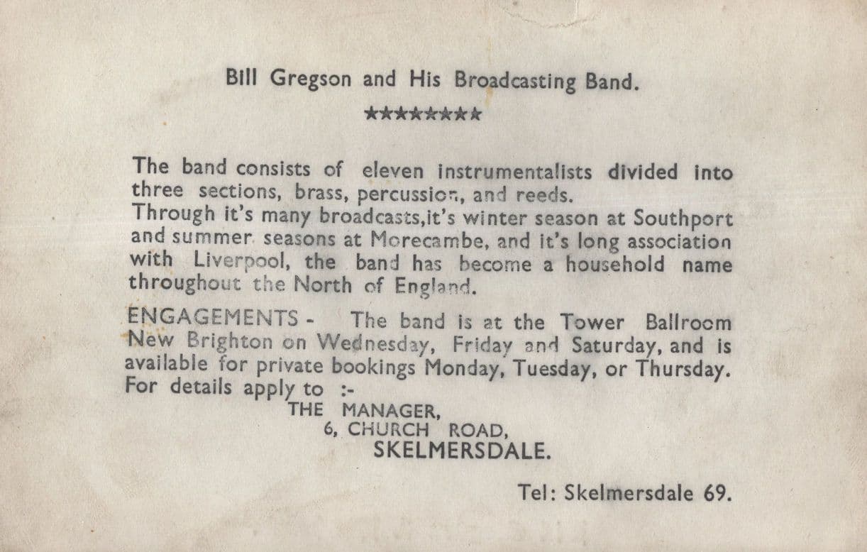 Bill Gregson & His Big Brass Band Skelmersdale FC Chairman Postcard