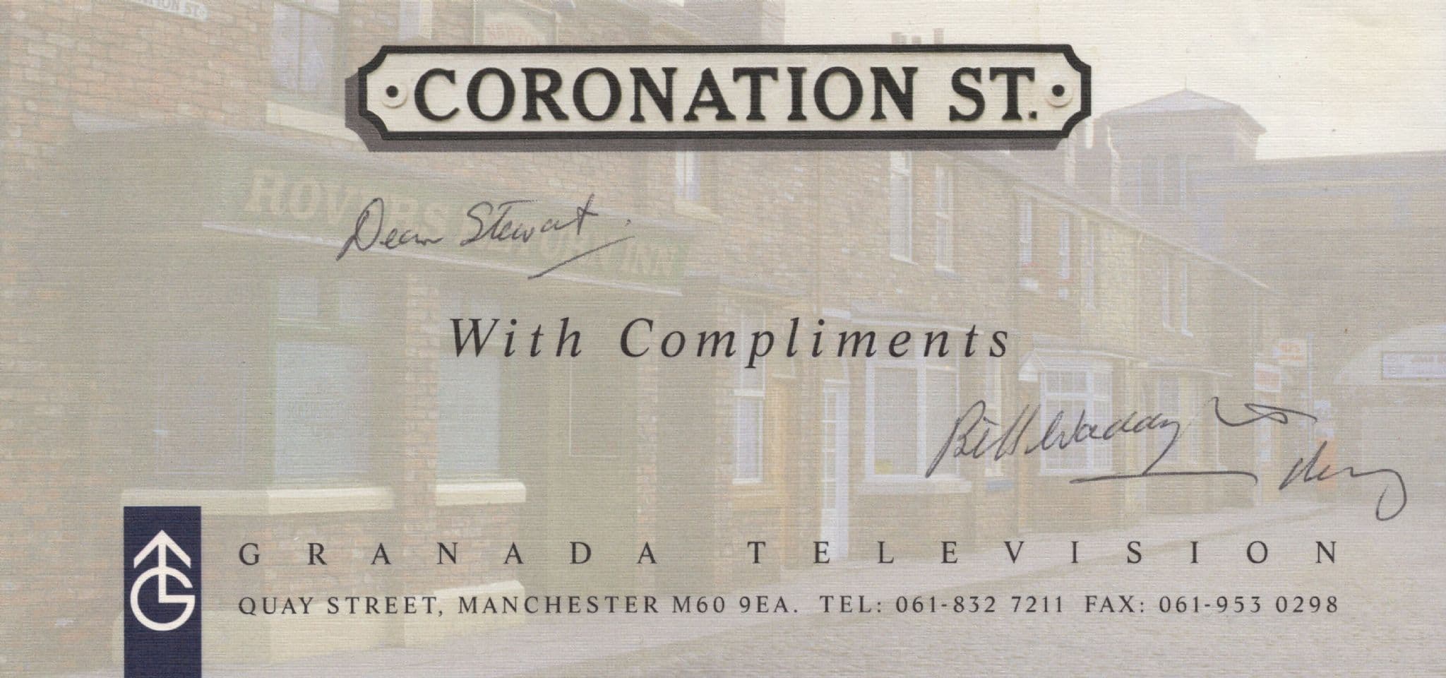 Bill Waddington Official Coronation Street Hand Signed Compliments Slip