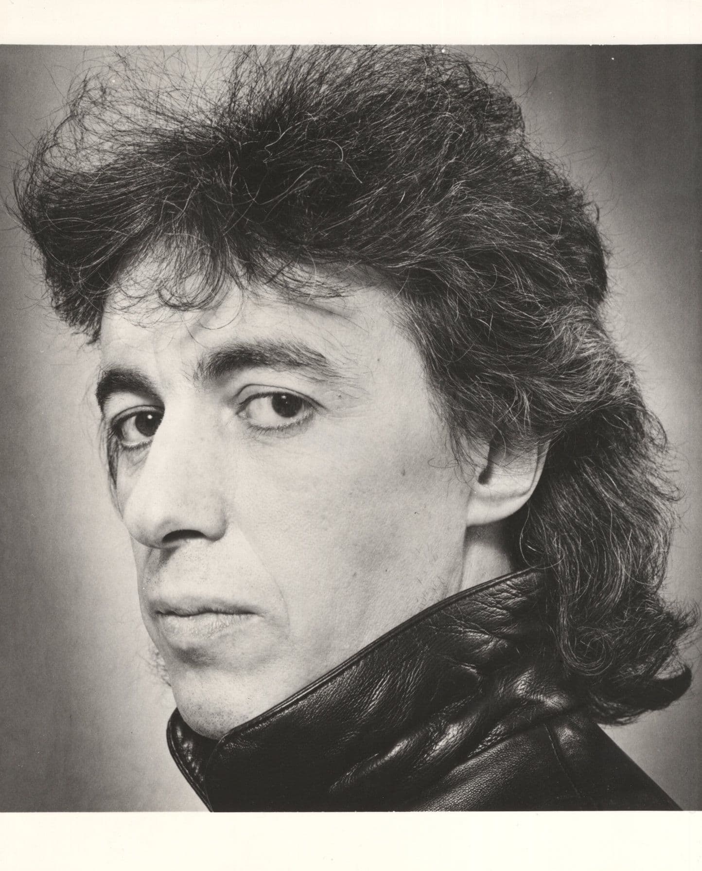 Bill Wyman Rolling Stones Leather Jacket 1980 Portrait London Fox TV Times Press Photo