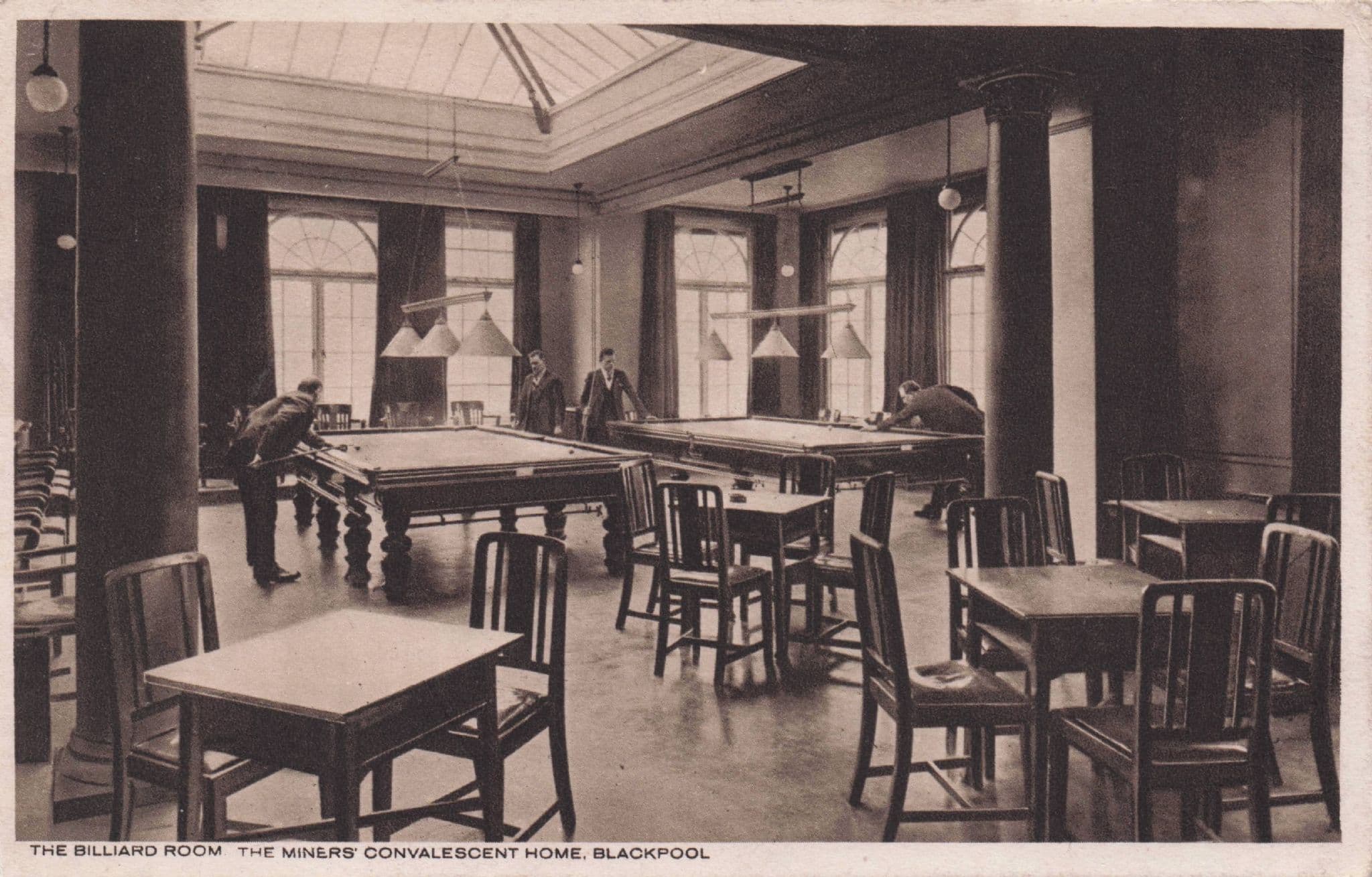 Billiard Hall Miners Convalescent Hall Blackpool Old Postcard