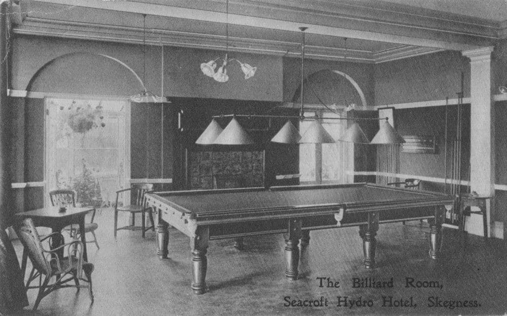 Billiard Pool Room Seacroft Hydro Hotel Skegness Lincs Old Postcard