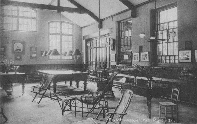 Billiard Room at St Johns Hospital Myrtle Street Liverpool Old Postcard