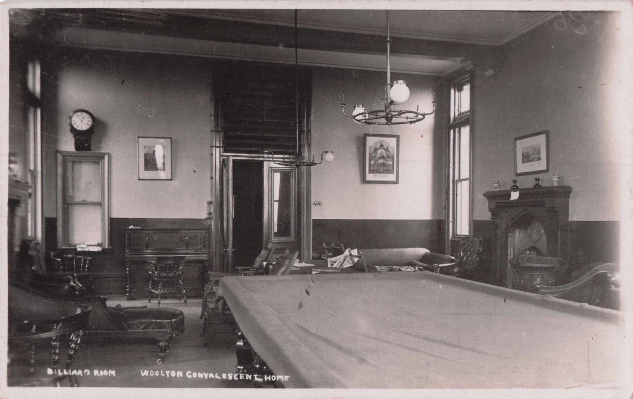 Billiard Room at Woolton Convalescent Home Liverpool Old RPC Postcard