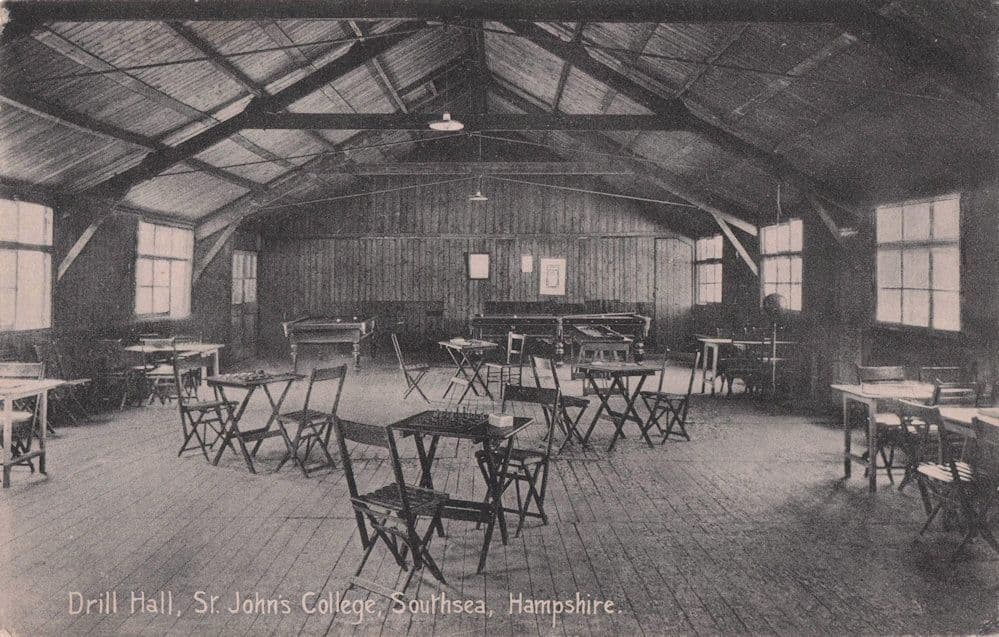 Billiard Room Drill Hall St Johns College Southsea Hampshire Postcard