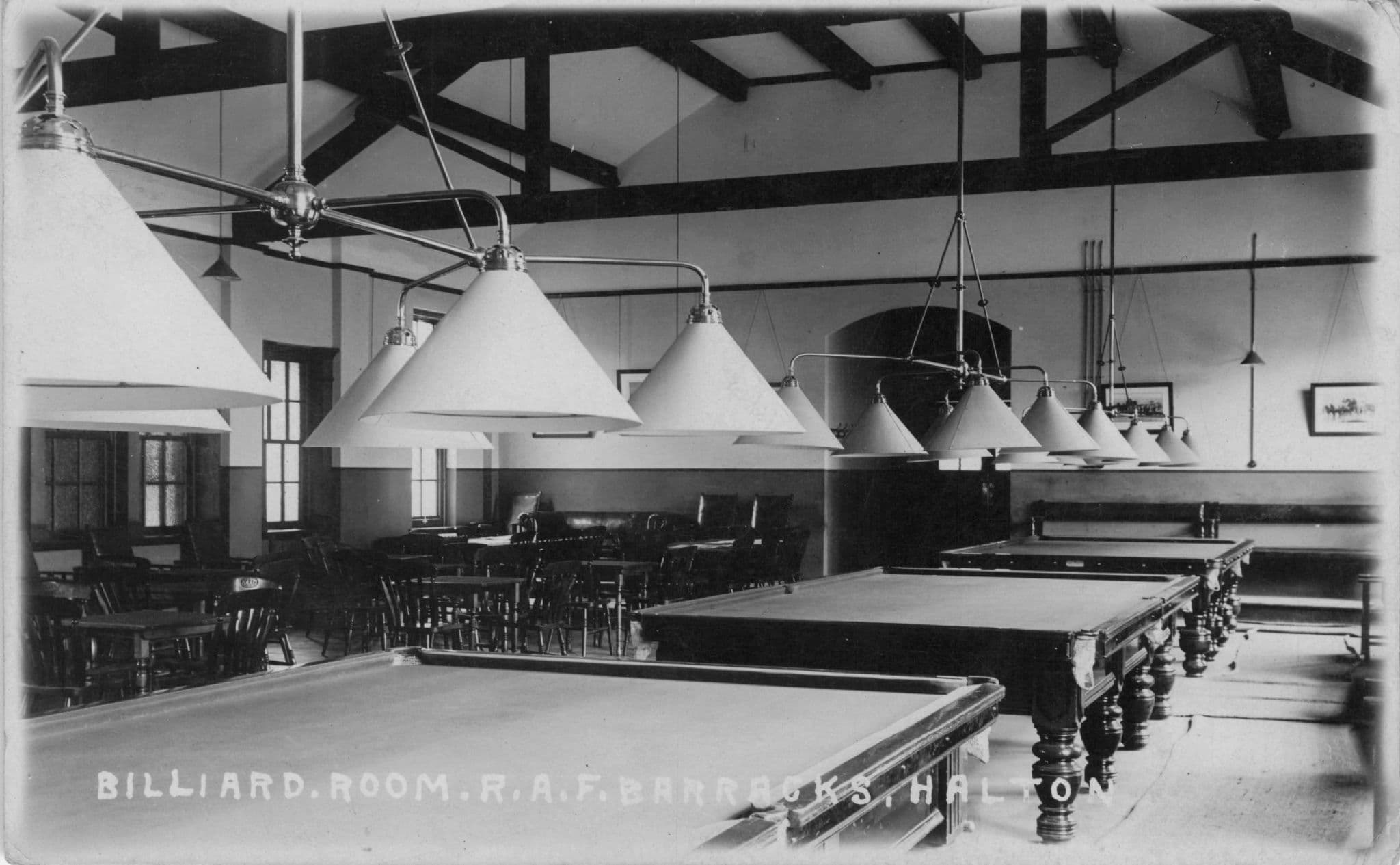 Billiard Room RAF Military Barracks Halton Bucks Old Postcard
