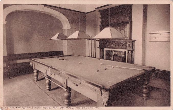 Billiard Room Railway Convalescent Home Cornwall Old Postcard