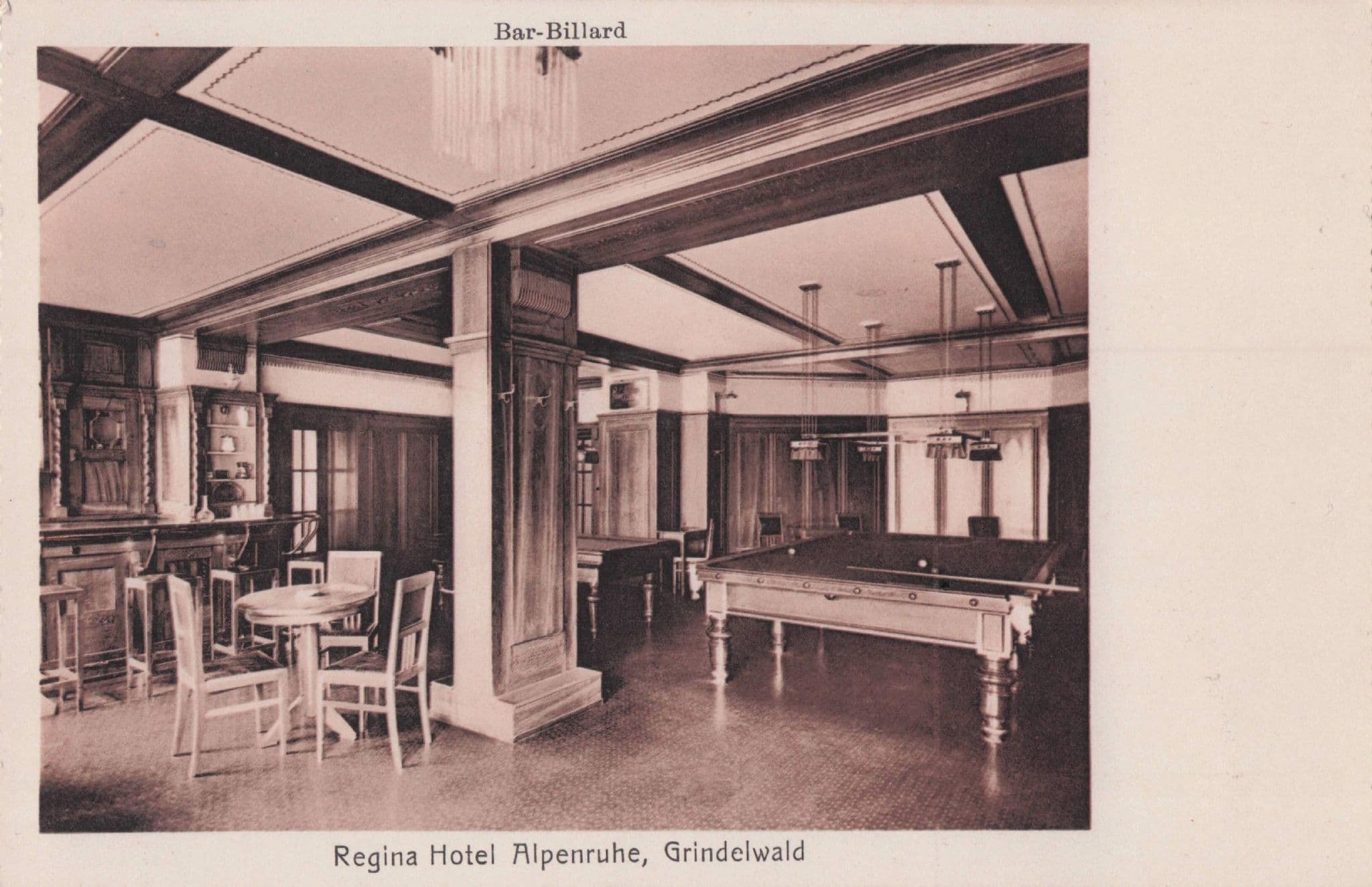 Billiard Room Regina Hotel Alpenruhe Grindelwald Switzerland Old Postcard