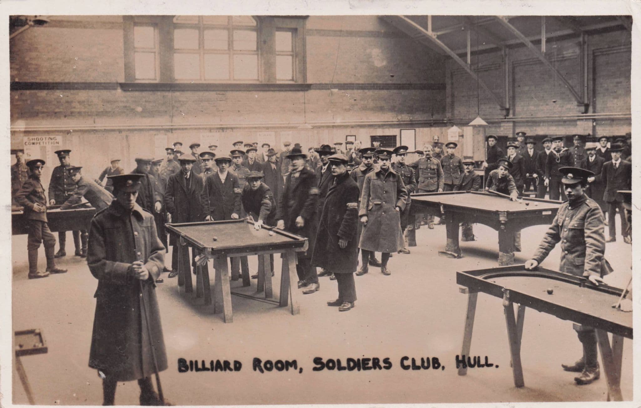 Billiard Room Soldiers Military Club Hull Night Attack WW1 Postcard