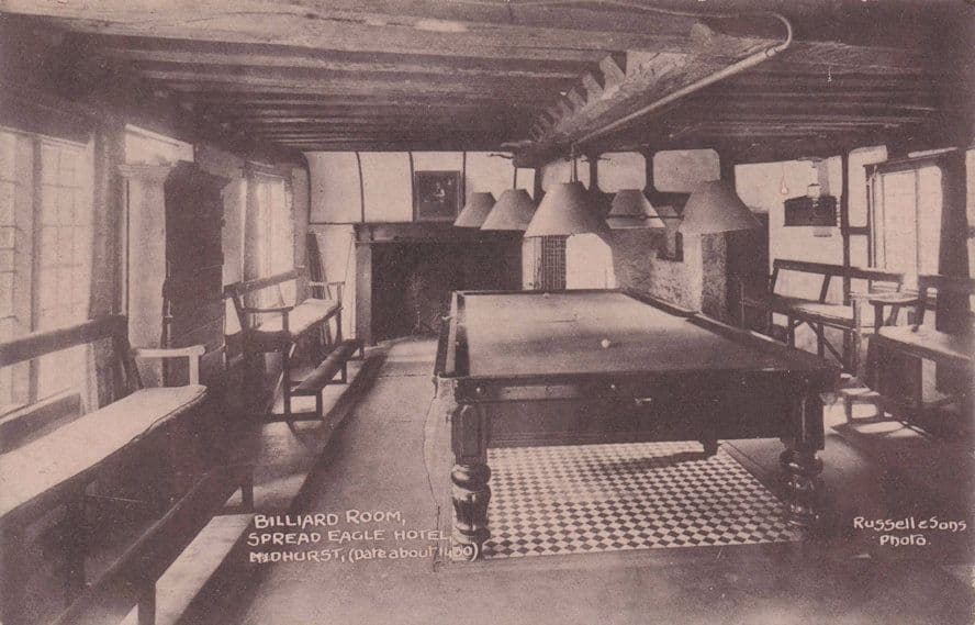 Billiard Room Spread Eagle Hotel Midhurst Sussex Early Postcard