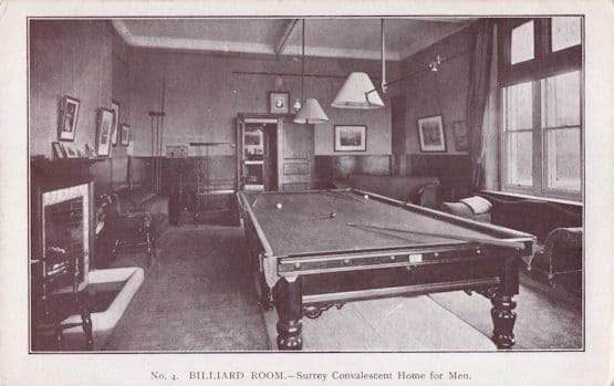Billiard Room Surrey Convalescent Home For Men Old Rare Postcard