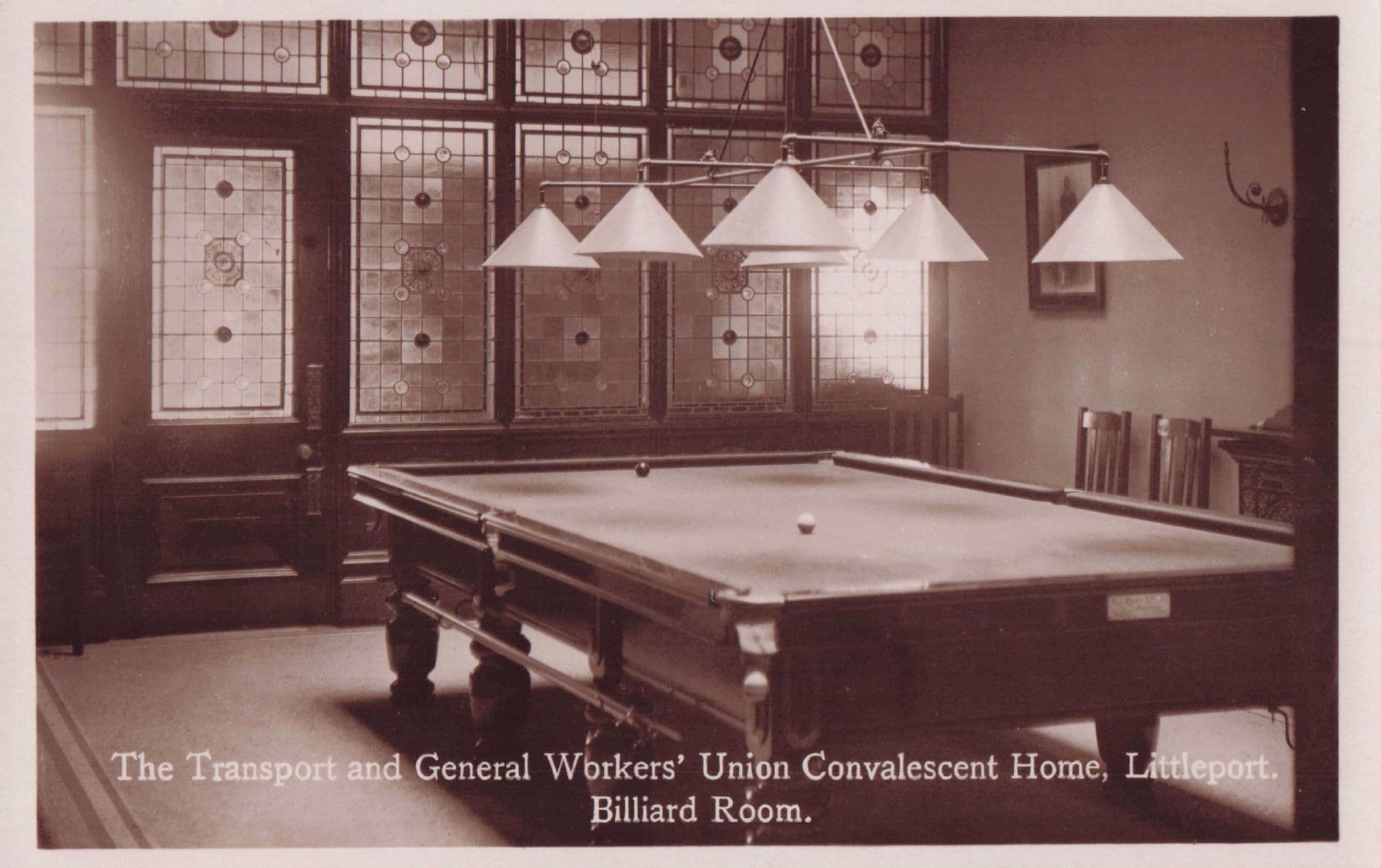 Billiard Room Transport Union Littleport Convalescent Home Cambs Old Postcard